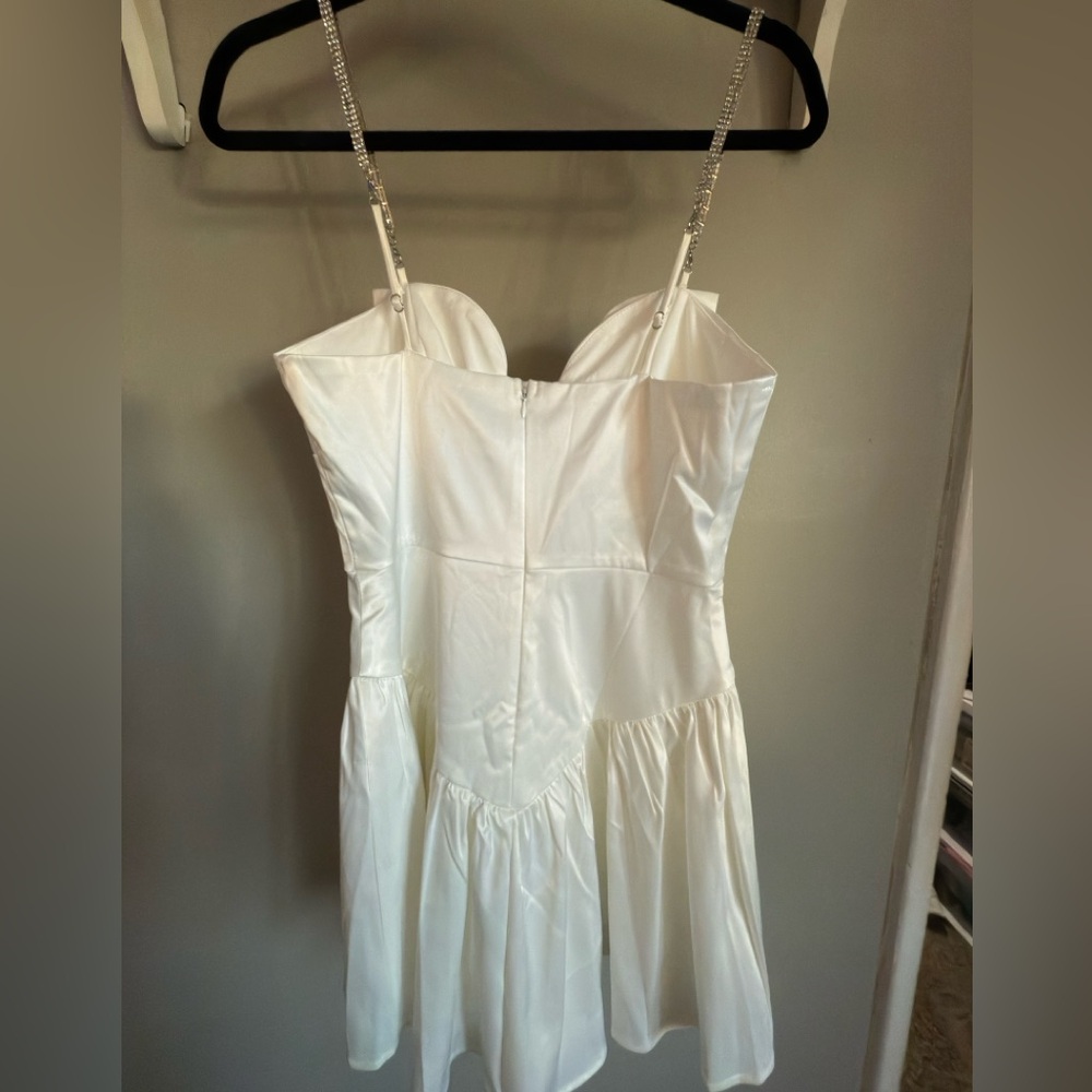 White Satin Bow Dress - Picture 3 of 6